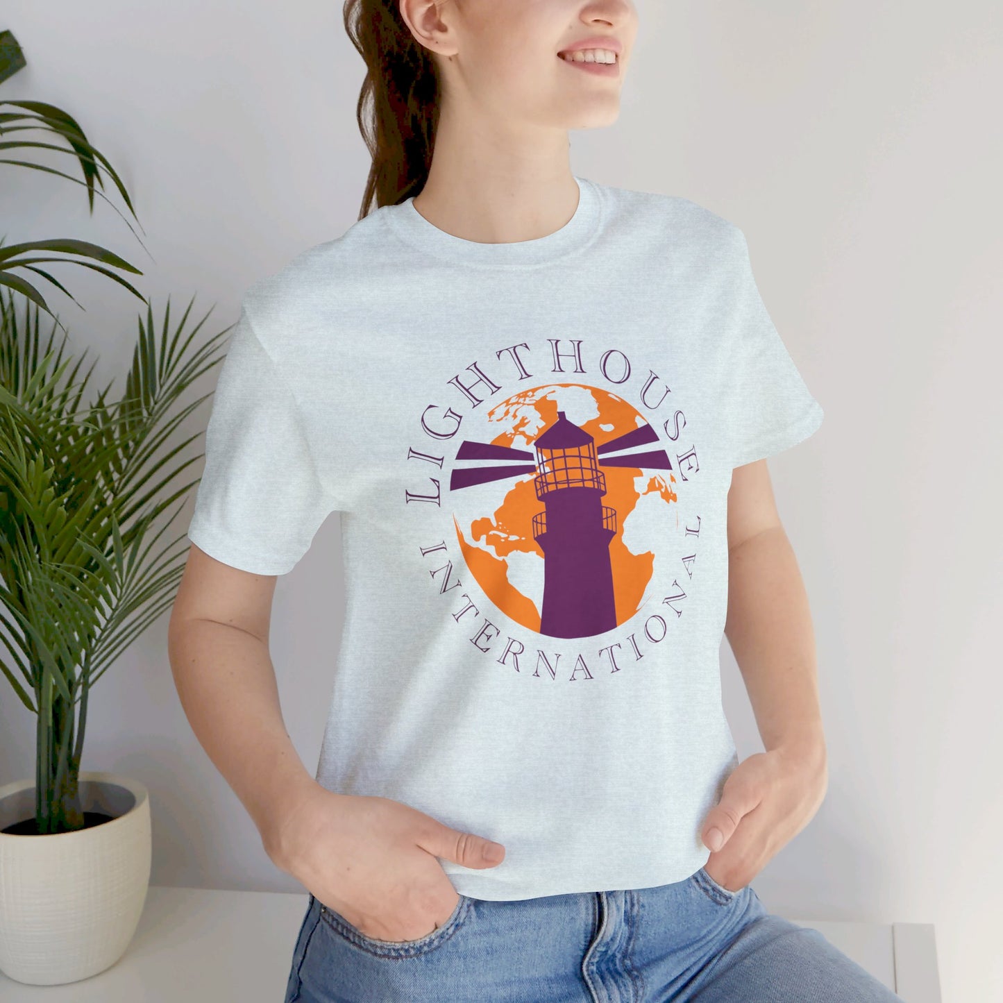 Lighthouse International w/o Acton logo Unisex Jersey Short Sleeve Tee