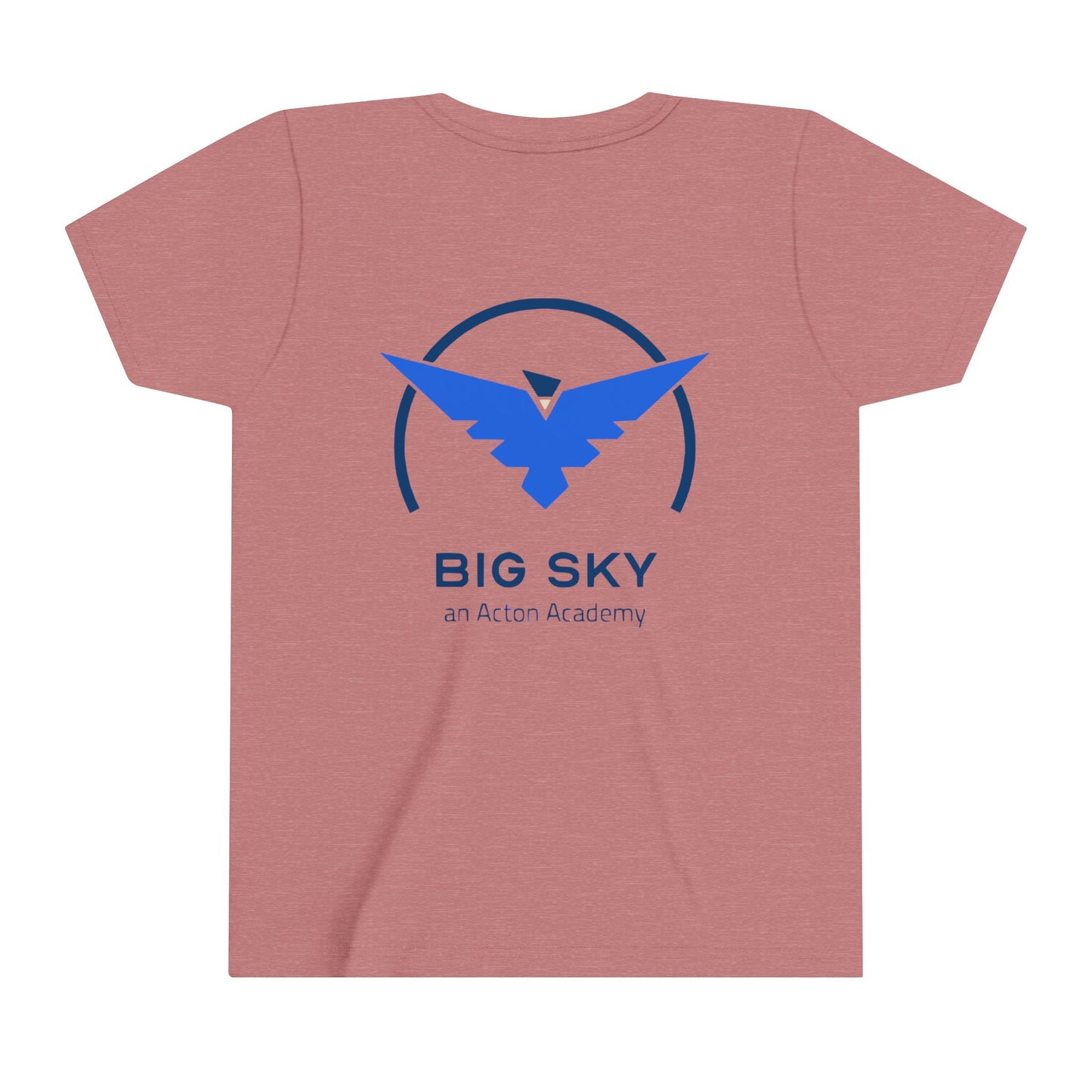 Hero's Journey Line Drawing with Big Sky on back Youth Short Sleeve Tee