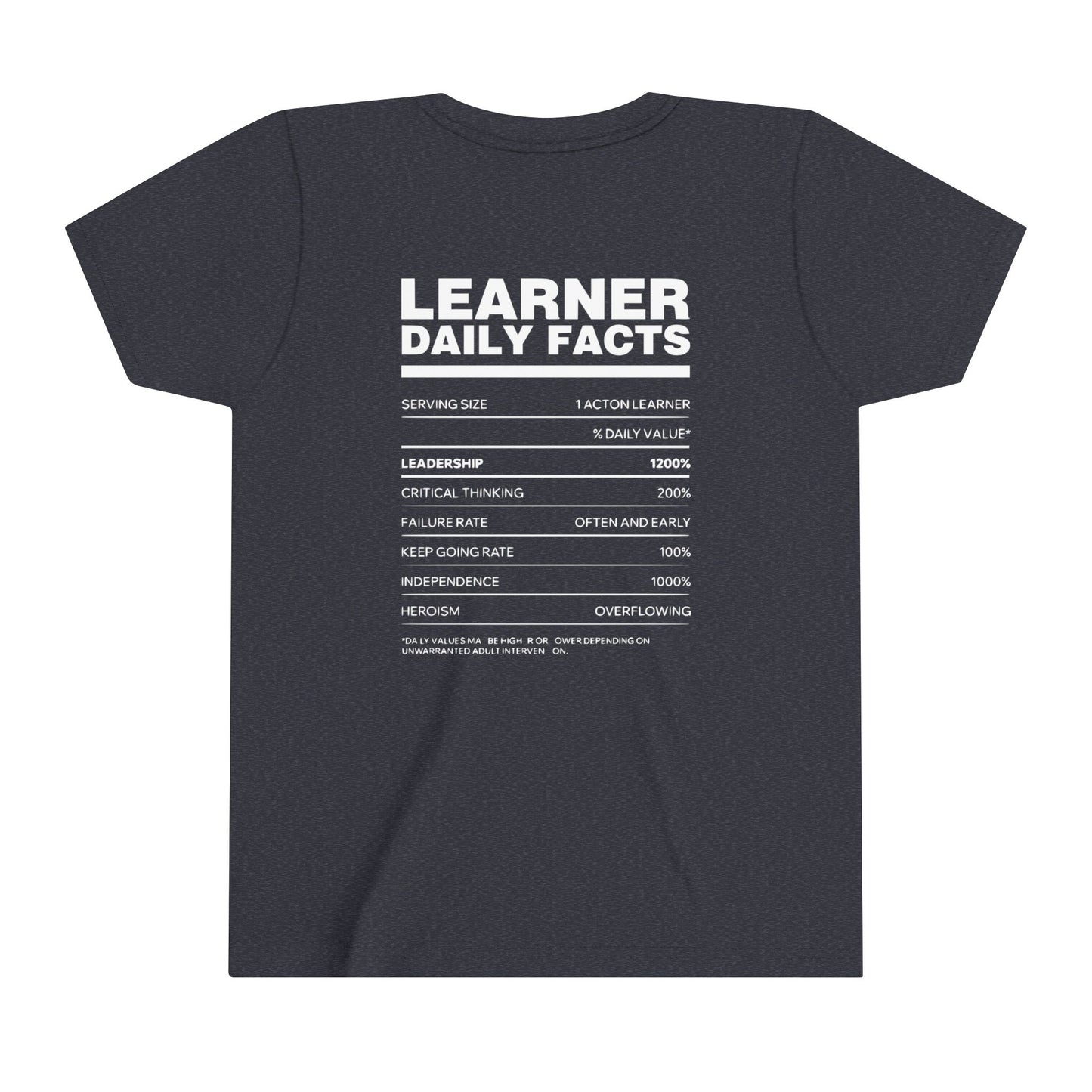 Acton NW Indy Learner Daily Facts Youth Short Sleeve Tee