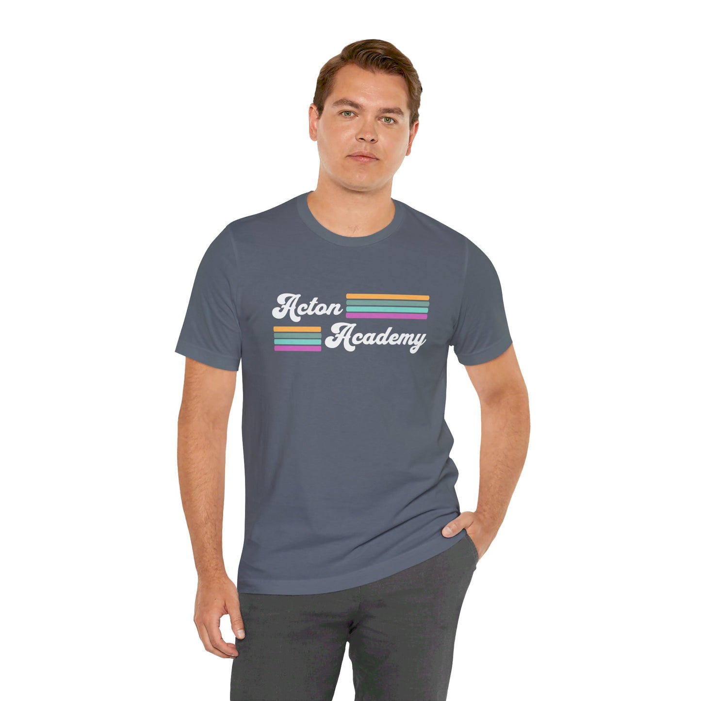 Acton Academy Purple Striped Unisex Jersey Short Sleeve Tee