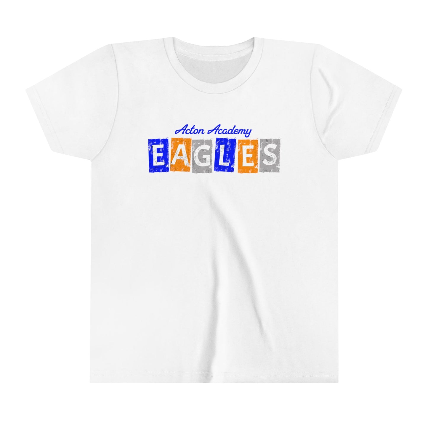 Acton Block Letters Orange Youth Short Sleeve Tee