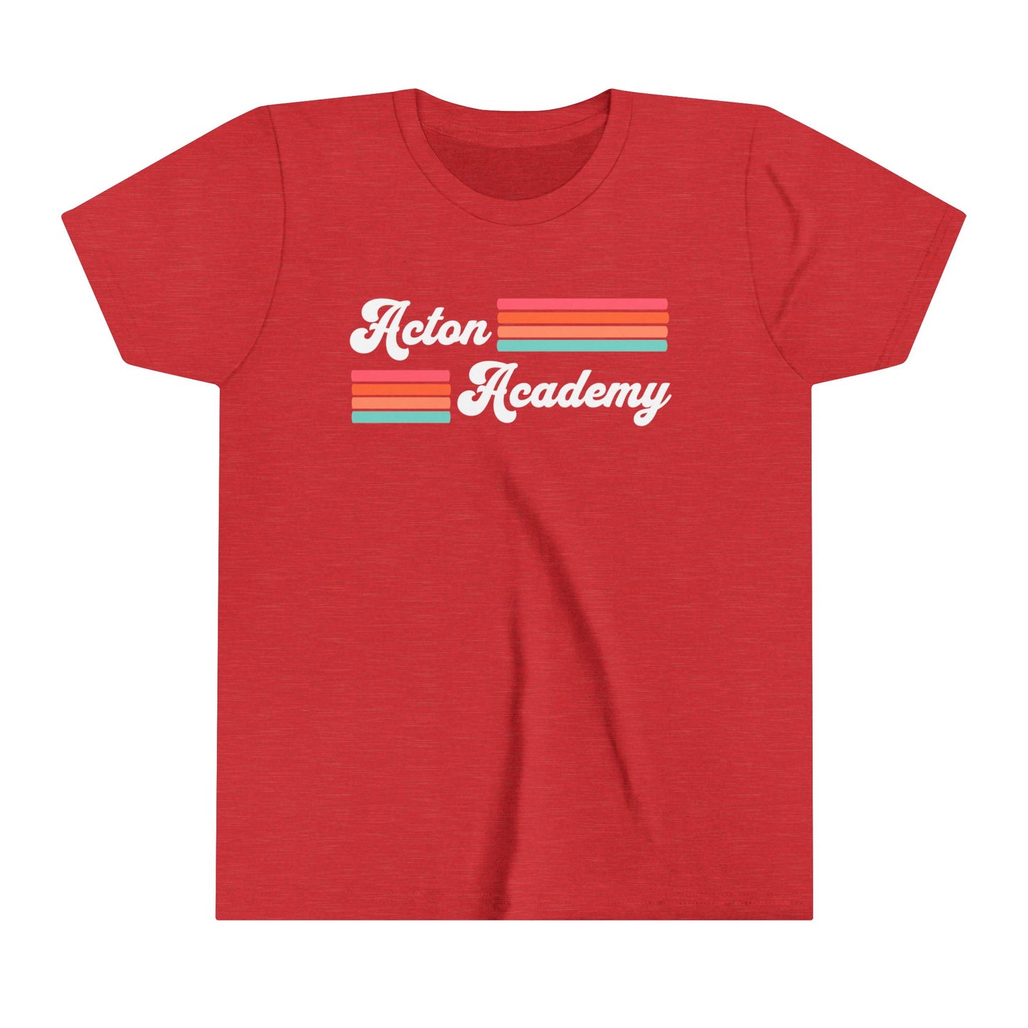 Acton Academy Pink Striped Youth Short Sleeve Tee