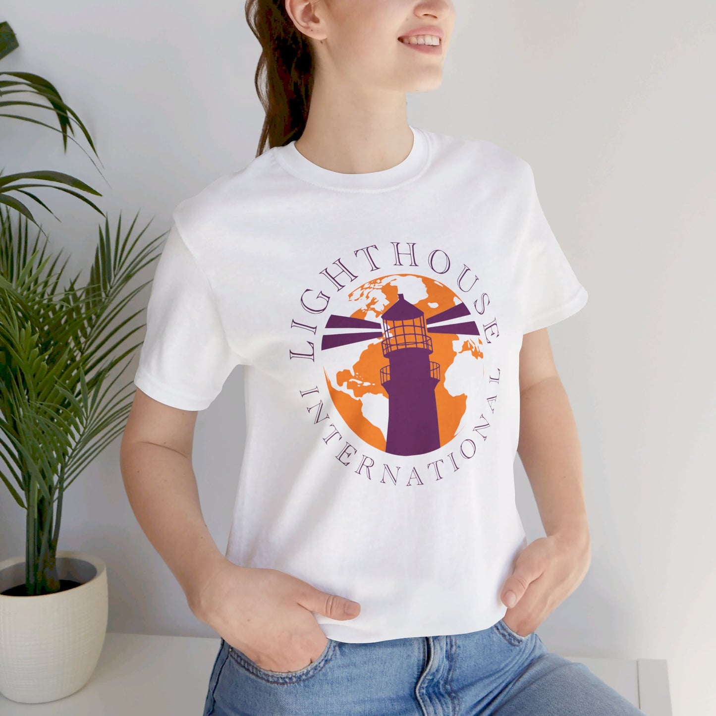 Lighthouse International w/o Acton logo Unisex Jersey Short Sleeve Tee