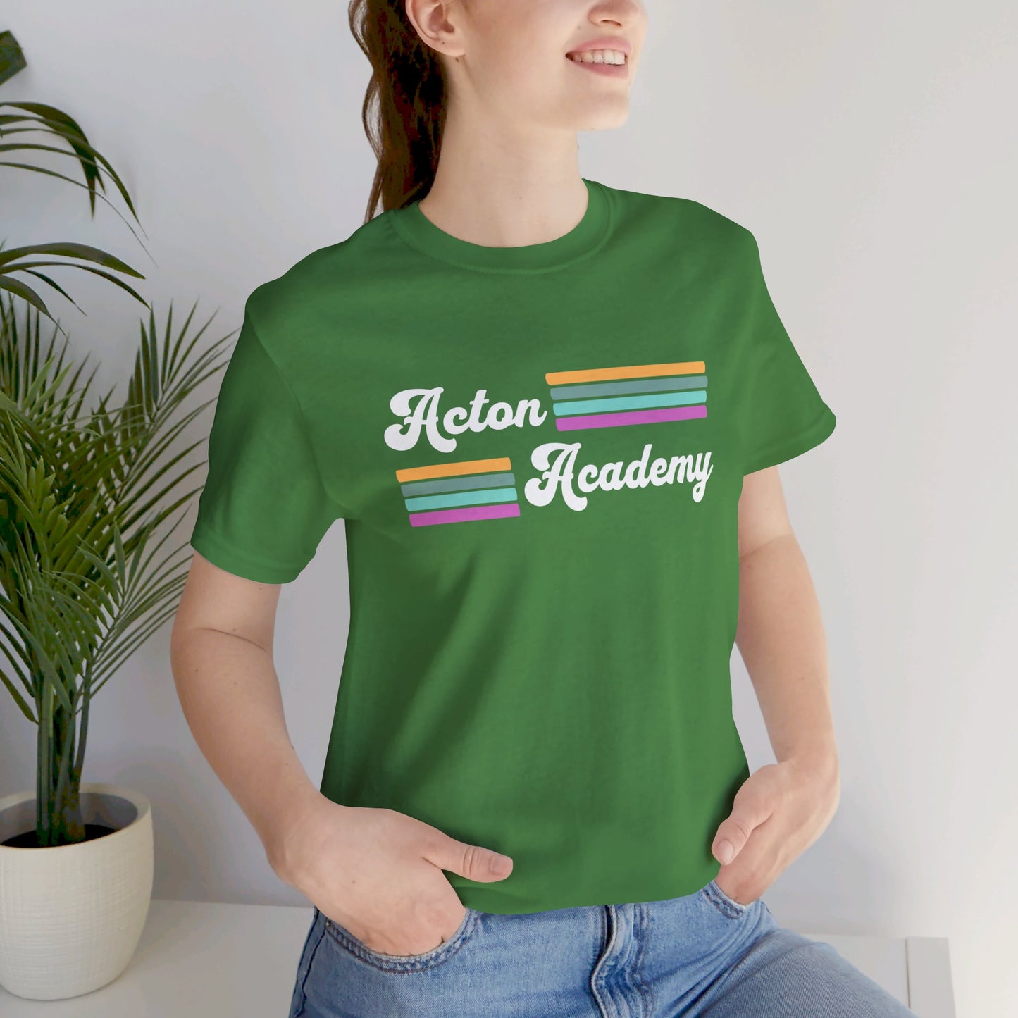 Acton Academy Purple Striped Unisex Jersey Short Sleeve Tee