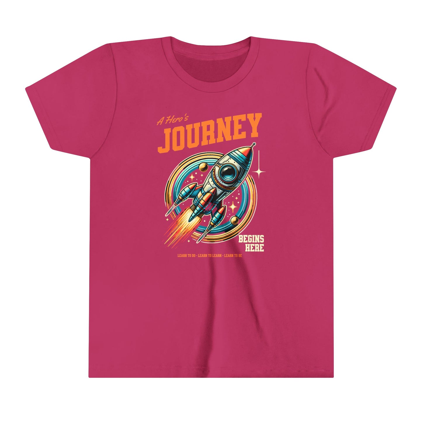 Hero's Journey Rocketship w/ Lighthouse International on back Youth Short Sleeve Tee