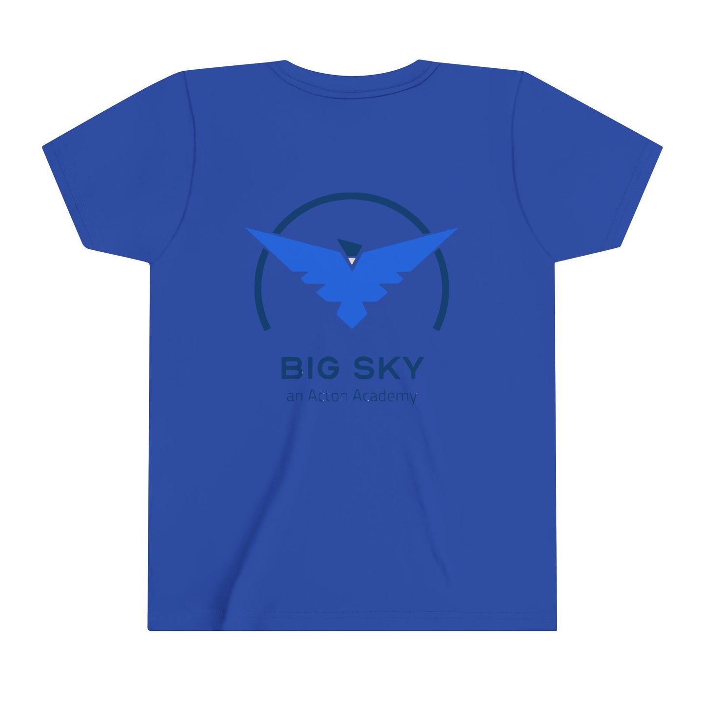 Hero's Journey Line Drawing with Big Sky on back Youth Short Sleeve Tee