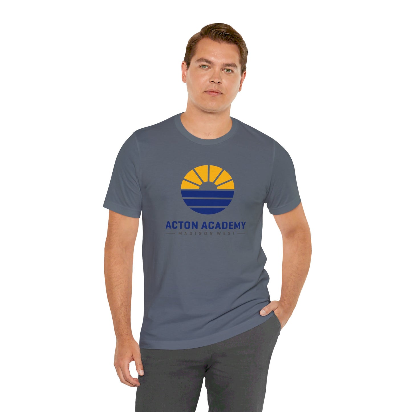 Acton Academy Madison West blue/yellow Unisex Jersey Short Sleeve Tee