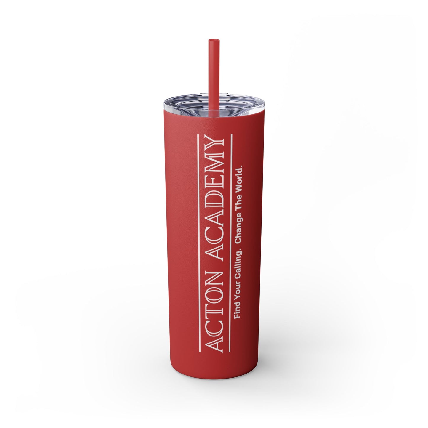 Acton Logo White Skinny Tumbler with Straw, 20oz