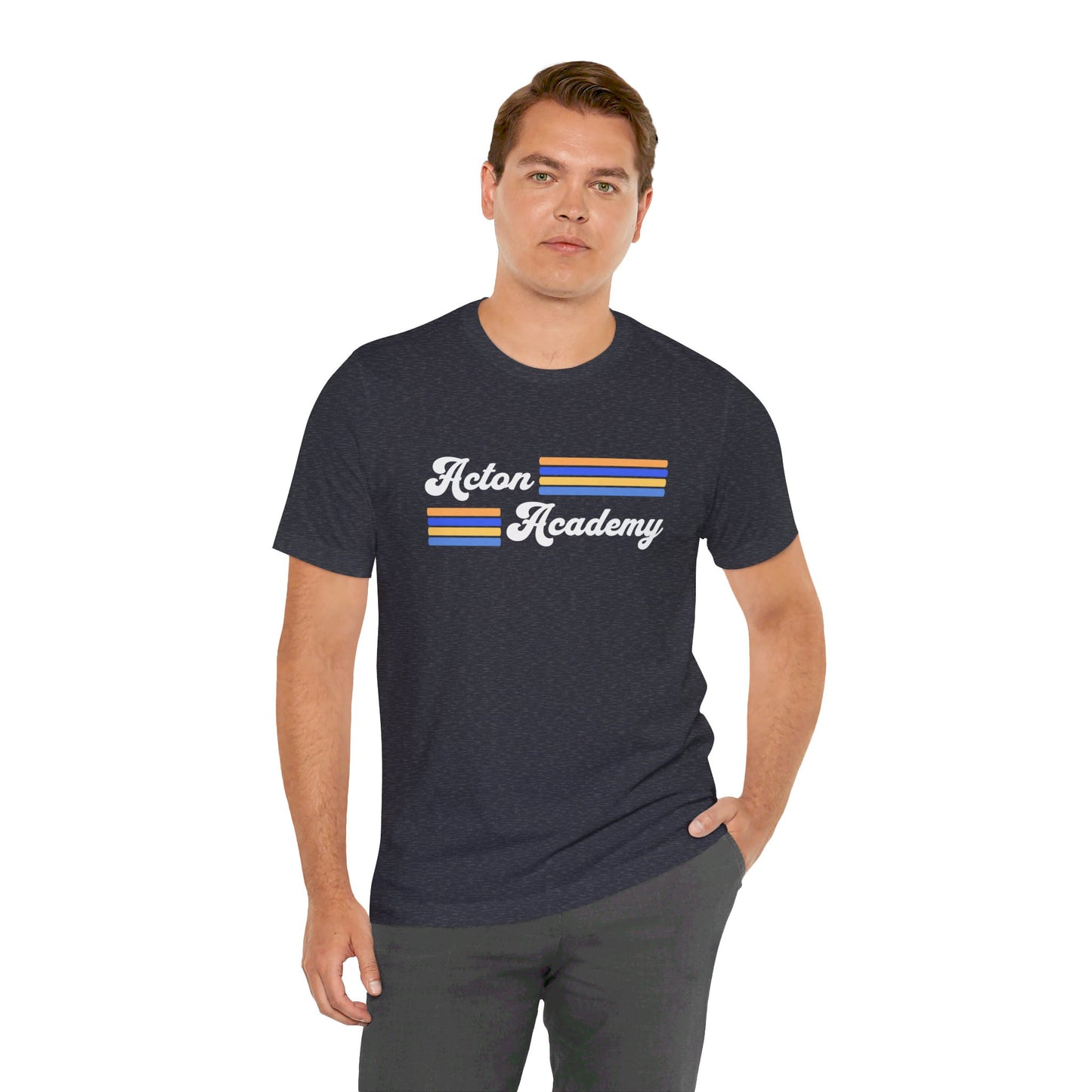 Acton Academy Blue Striped Unisex Jersey Short Sleeve T-shirt