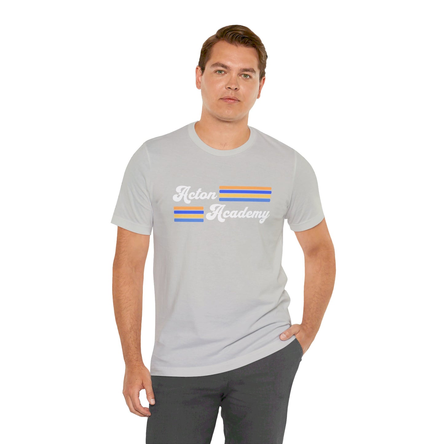 Acton Academy Blue Striped Unisex Jersey Short Sleeve T-shirt