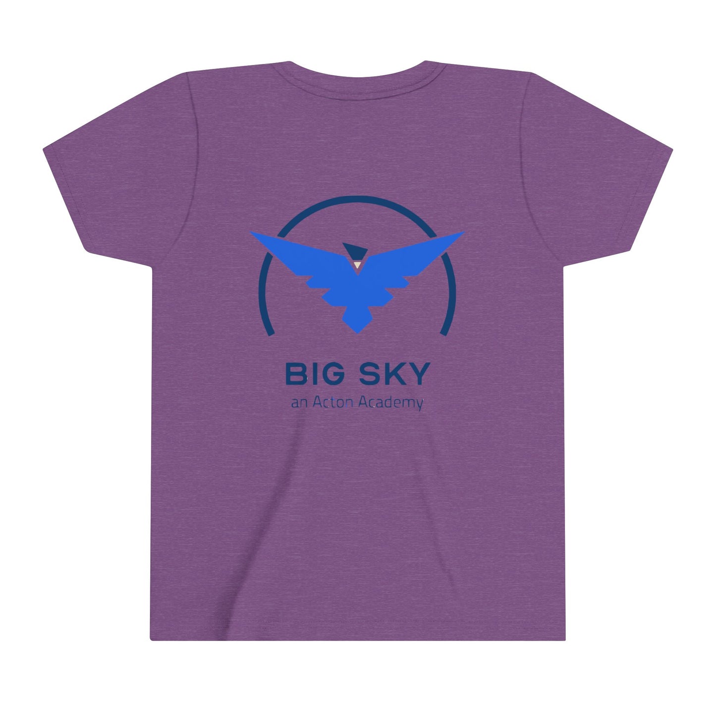 Hero's Journey Line Drawing with Big Sky on back Youth Short Sleeve Tee