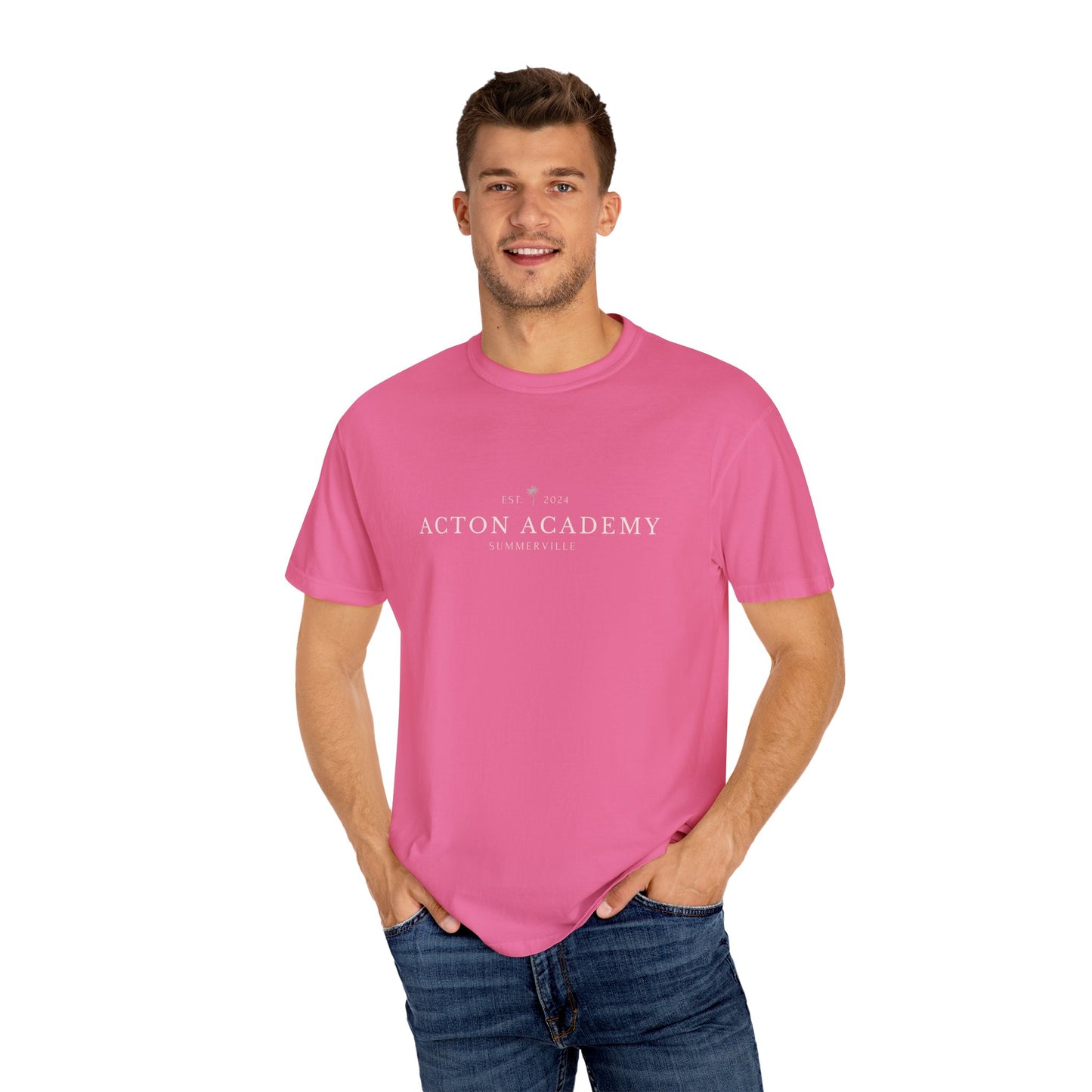Acton Academy Summerville with Find a Calling on back Unisex Garment-Dyed T-shirt
