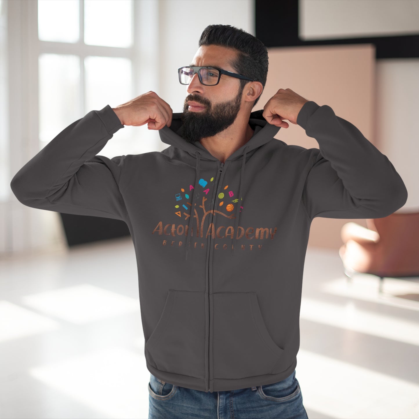 Acton Bergen County Unisex Hooded Zip Sweatshirt