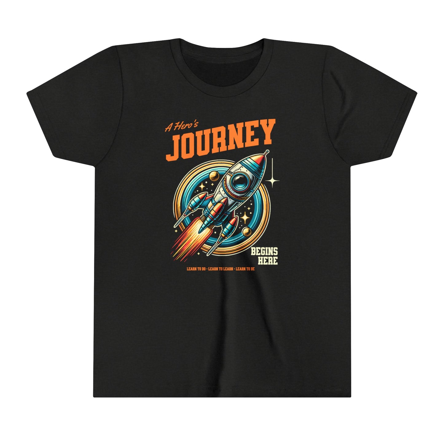Hero's Journey Rocketship w/ Lighthouse International on back Youth Short Sleeve Tee