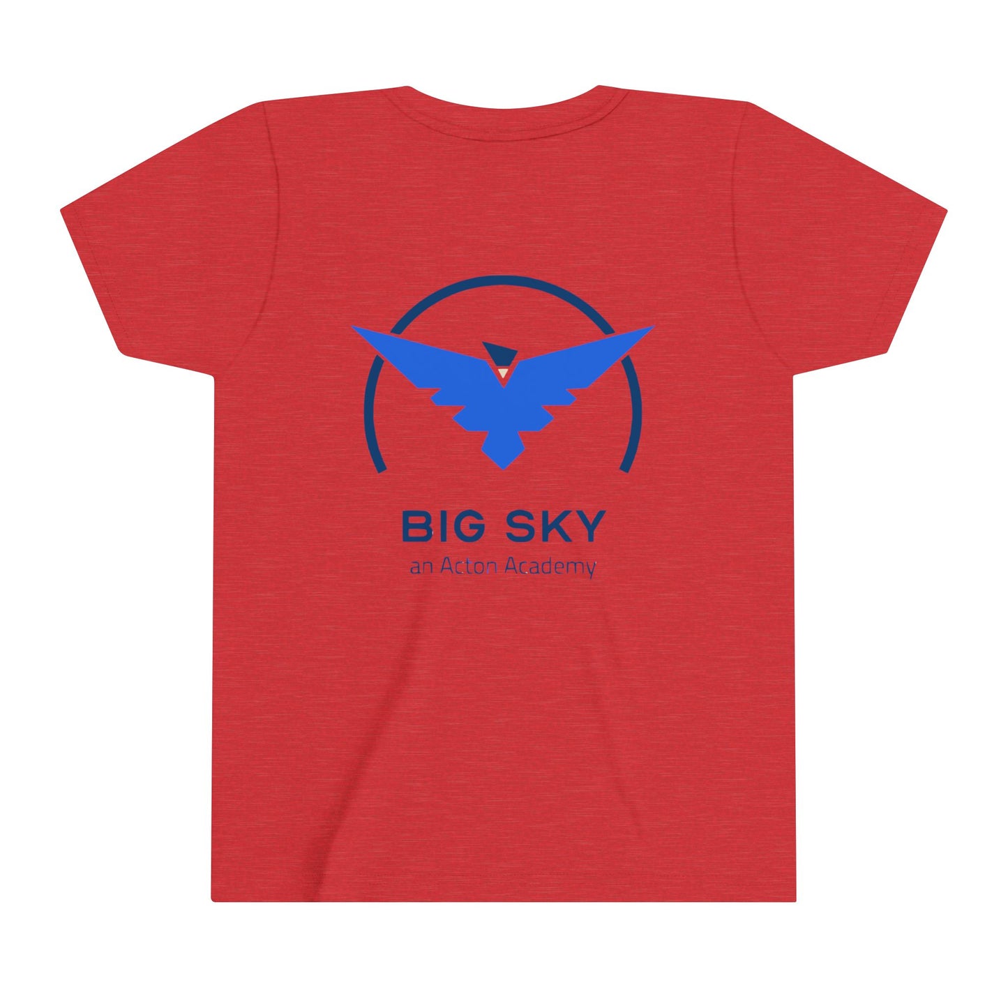 Hero's Journey Line Drawing with Big Sky on back Youth Short Sleeve Tee
