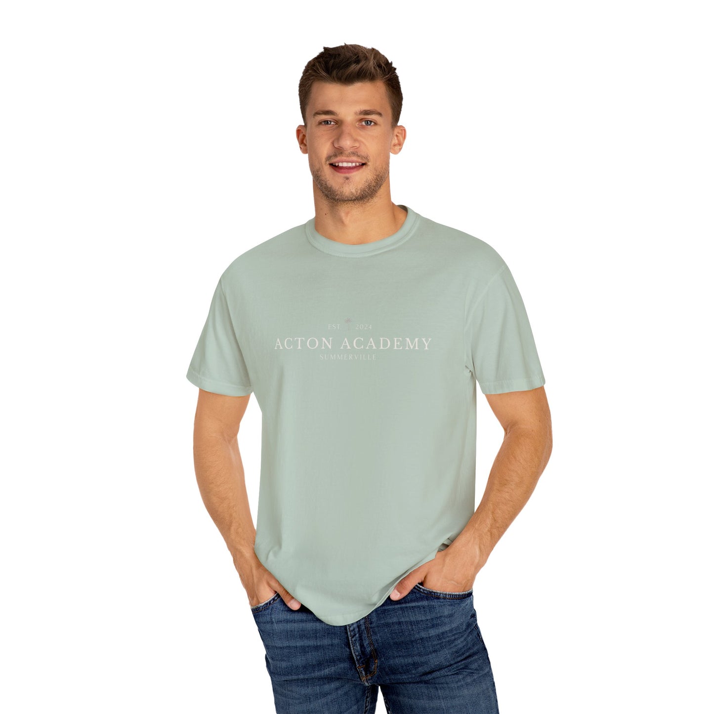 Acton Academy Summerville with Find a Calling on back Unisex Garment-Dyed T-shirt