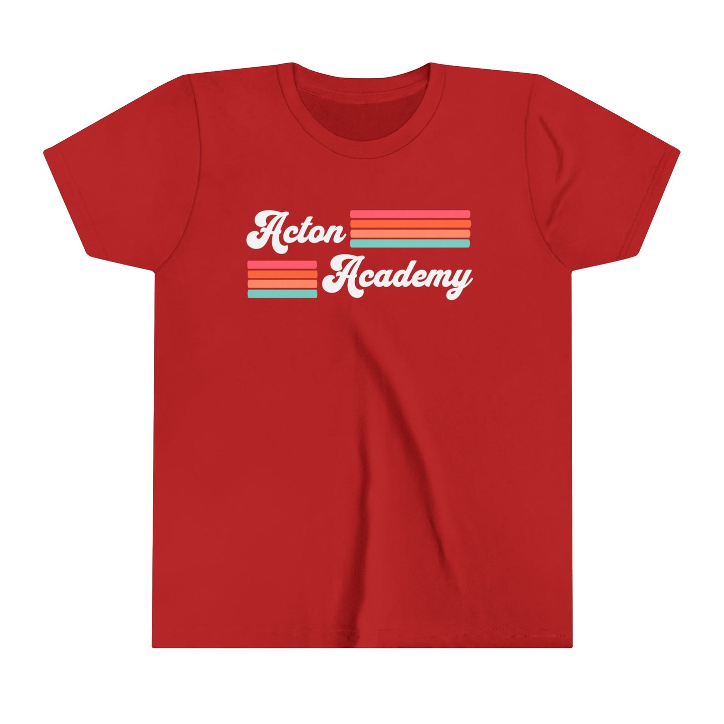 Acton Academy Pink Striped Youth Short Sleeve Tee