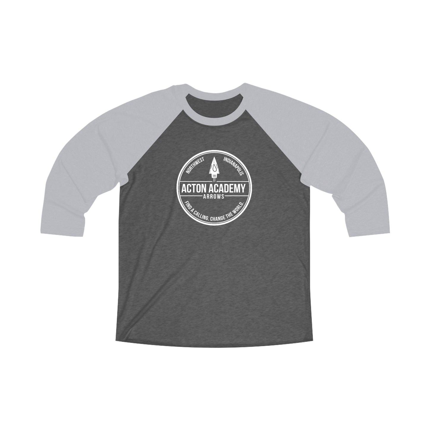 Acton NW Indy White Logo Unisex Tri-Blend 3\4 Raglan Tee