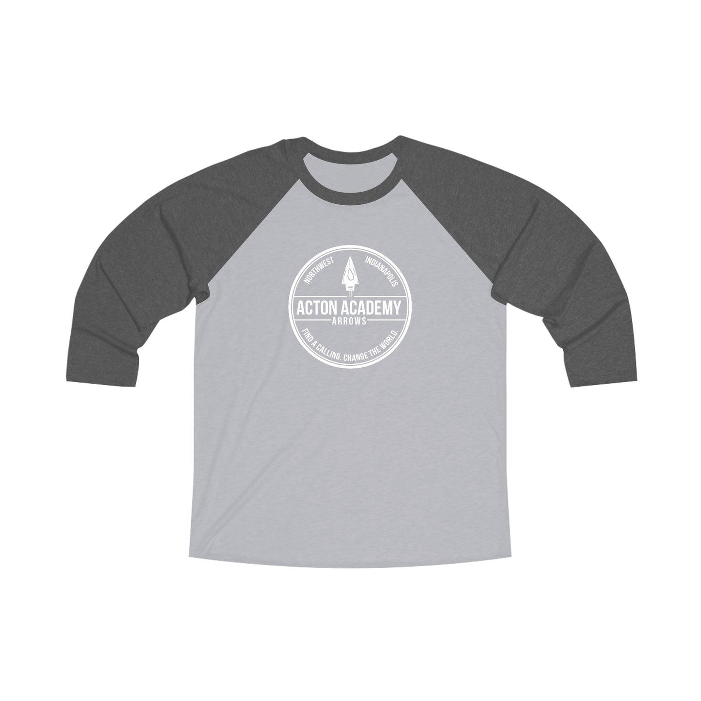 Acton NW Indy White Logo Unisex Tri-Blend 3\4 Raglan Tee