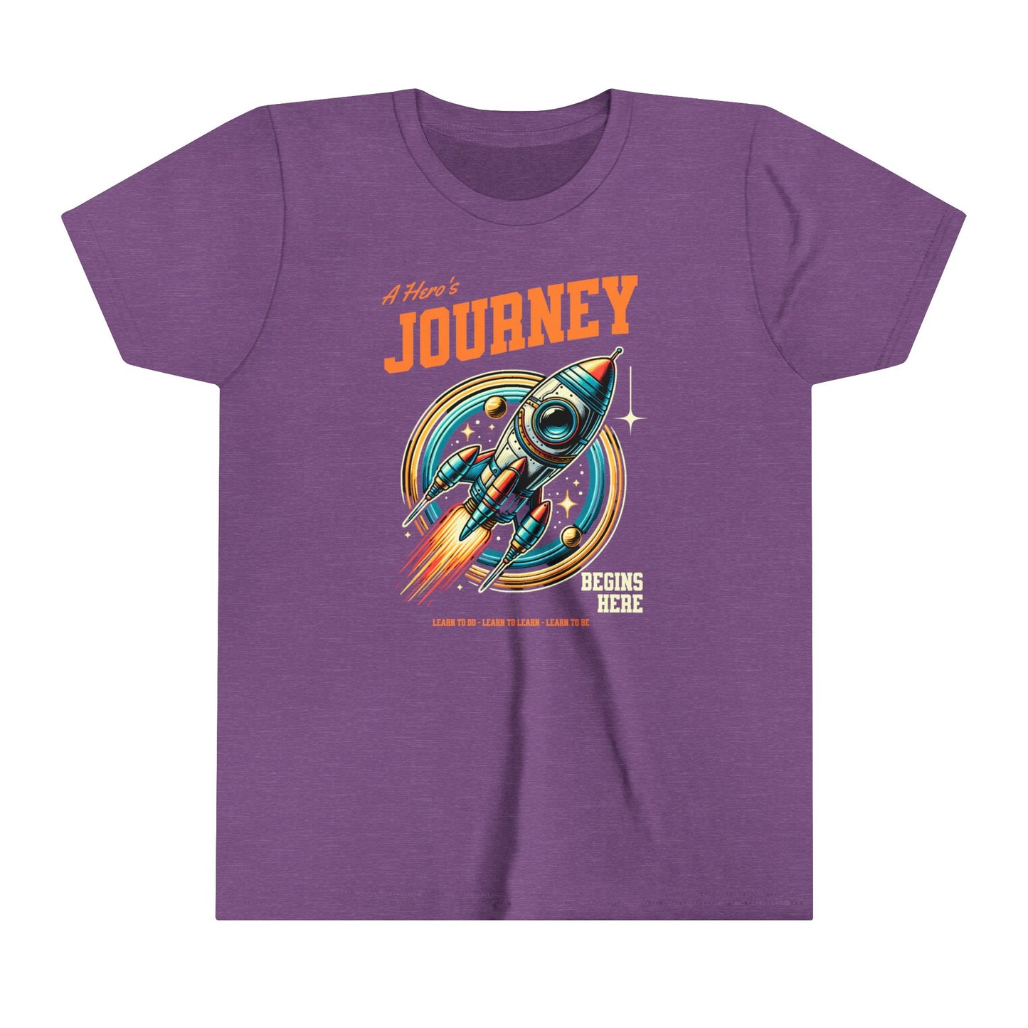 Hero's Journey Rocketship w/ Lighthouse International on back Youth Short Sleeve Tee