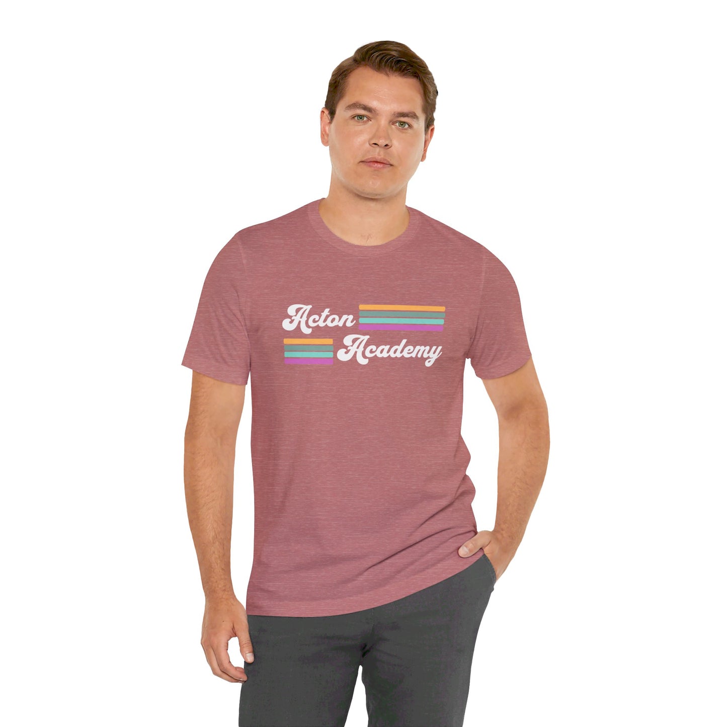Acton Academy Purple Striped Unisex Jersey Short Sleeve Tee