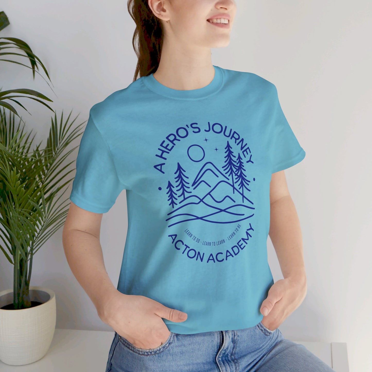Hero's Journey Line Drawing w/ Acton NW Indy on back Unisex Jersey Short Sleeve Tee