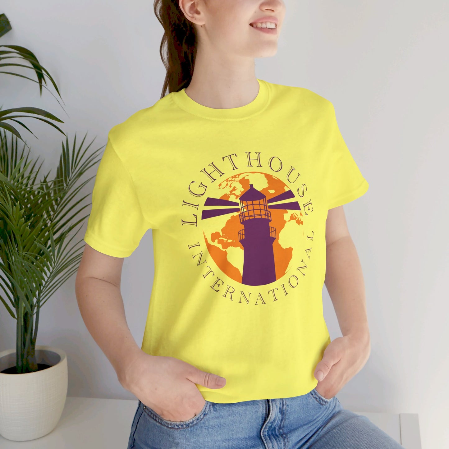 Lighthouse International w/o Acton logo Unisex Jersey Short Sleeve Tee
