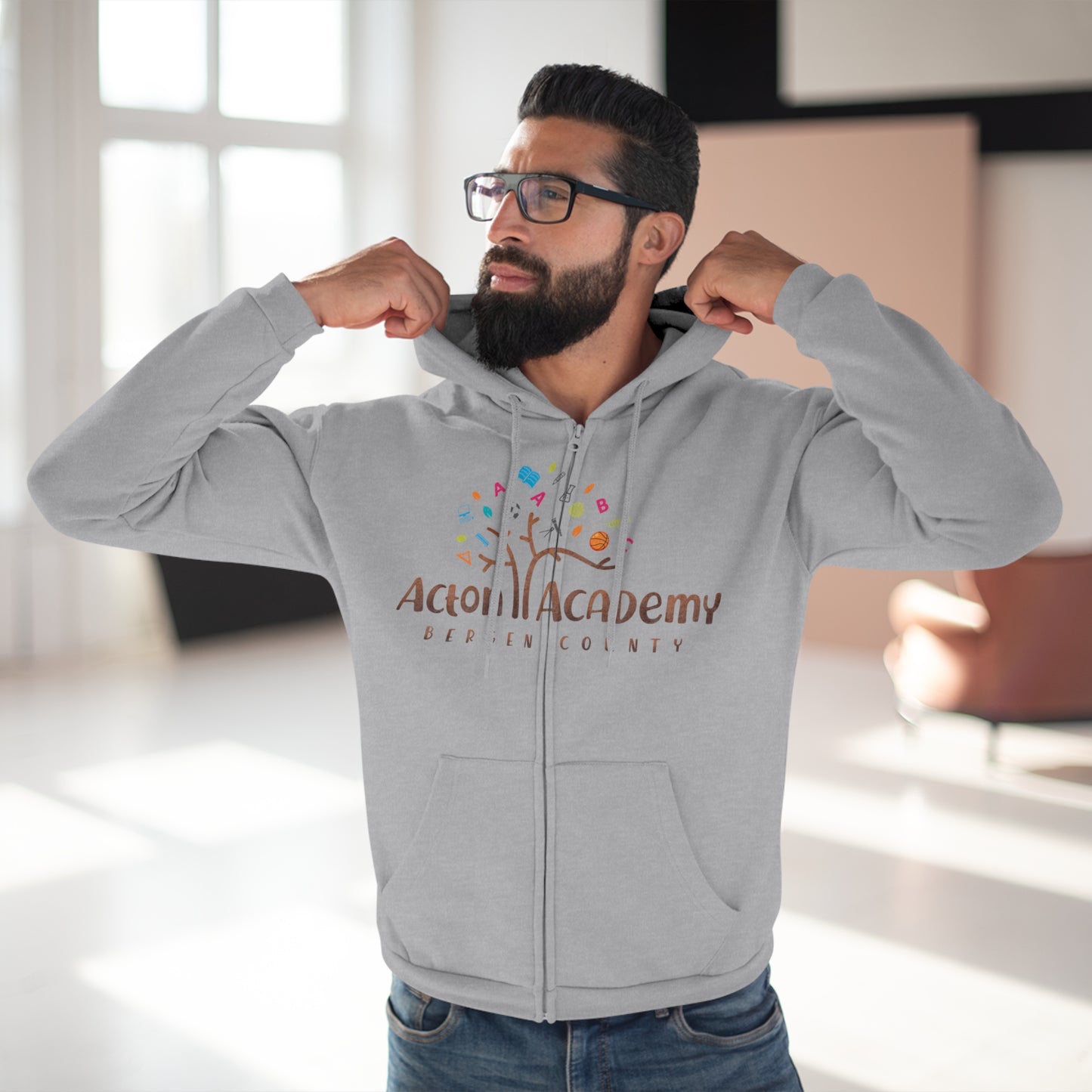 Acton Bergen County Unisex Hooded Zip Sweatshirt