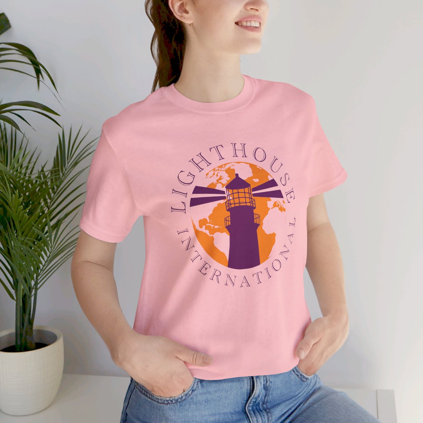 Lighthouse International w/o Acton logo Unisex Jersey Short Sleeve Tee
