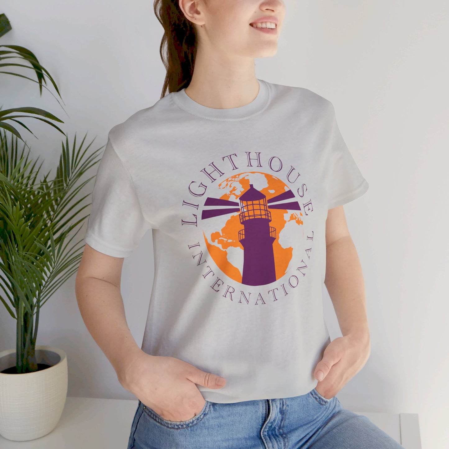 Lighthouse International w/o Acton logo Unisex Jersey Short Sleeve Tee