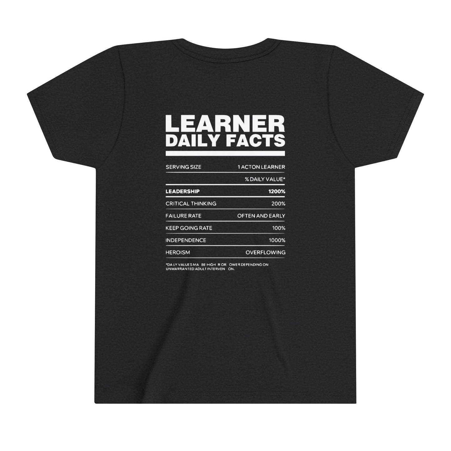 Acton NW Indy Learner Daily Facts Youth Short Sleeve Tee
