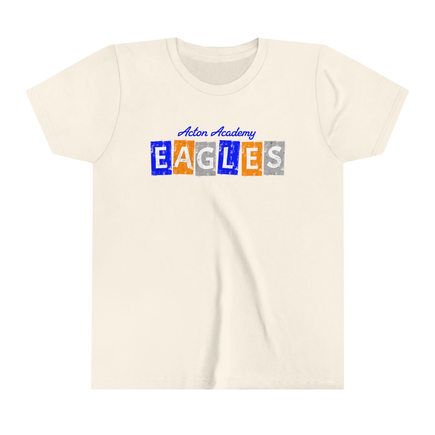 Acton Block Letters Orange Youth Short Sleeve Tee