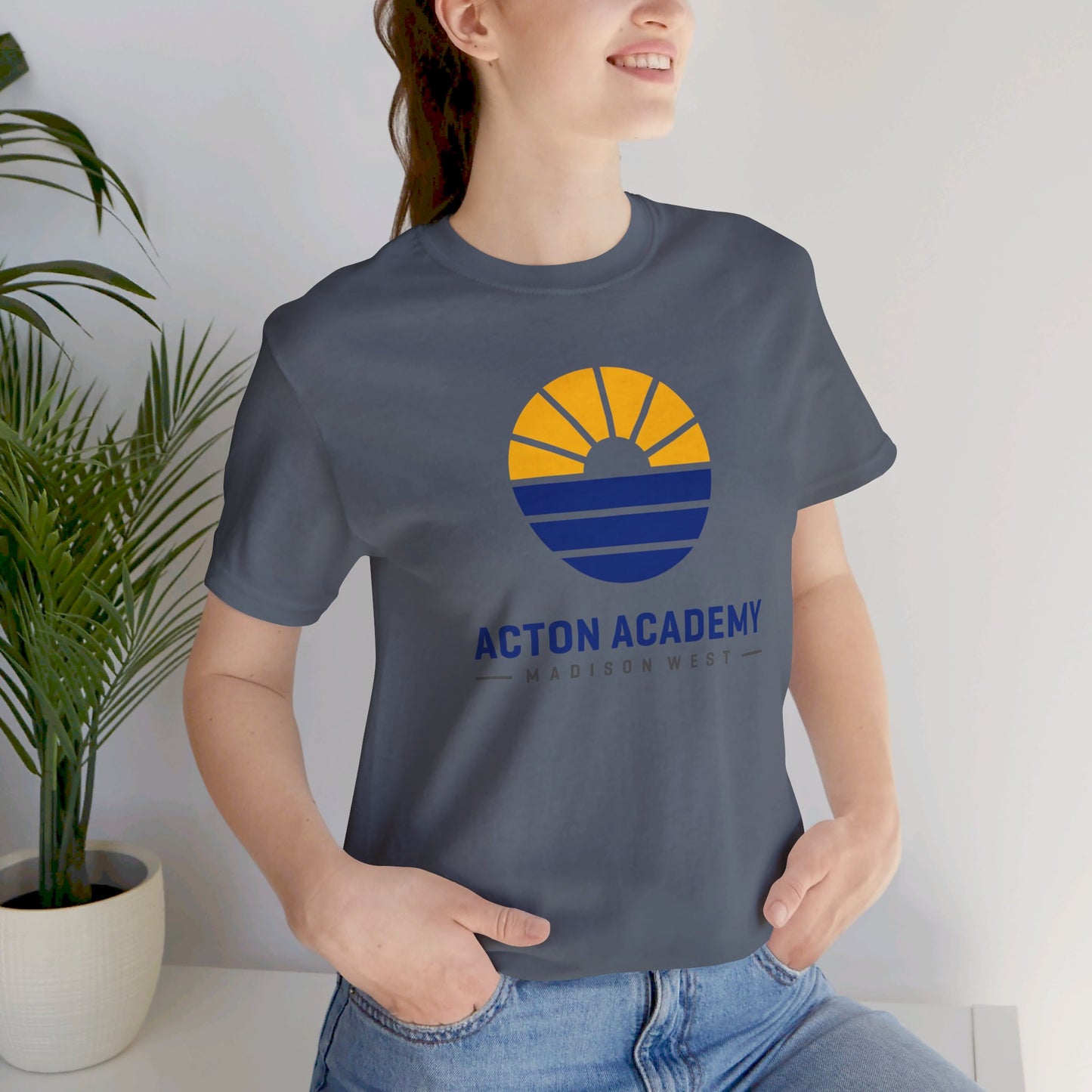 Acton Academy Madison West blue/yellow Unisex Jersey Short Sleeve Tee