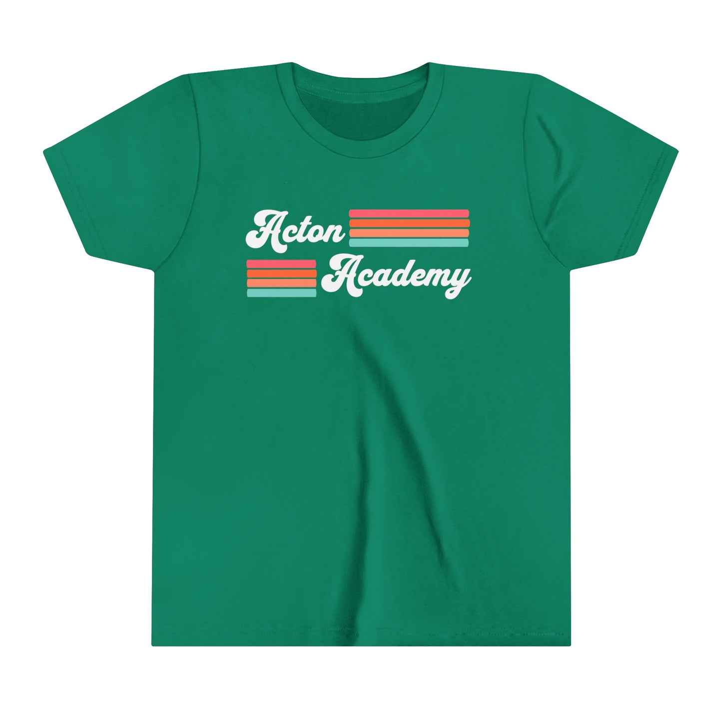 Acton Academy Pink Striped Youth Short Sleeve Tee