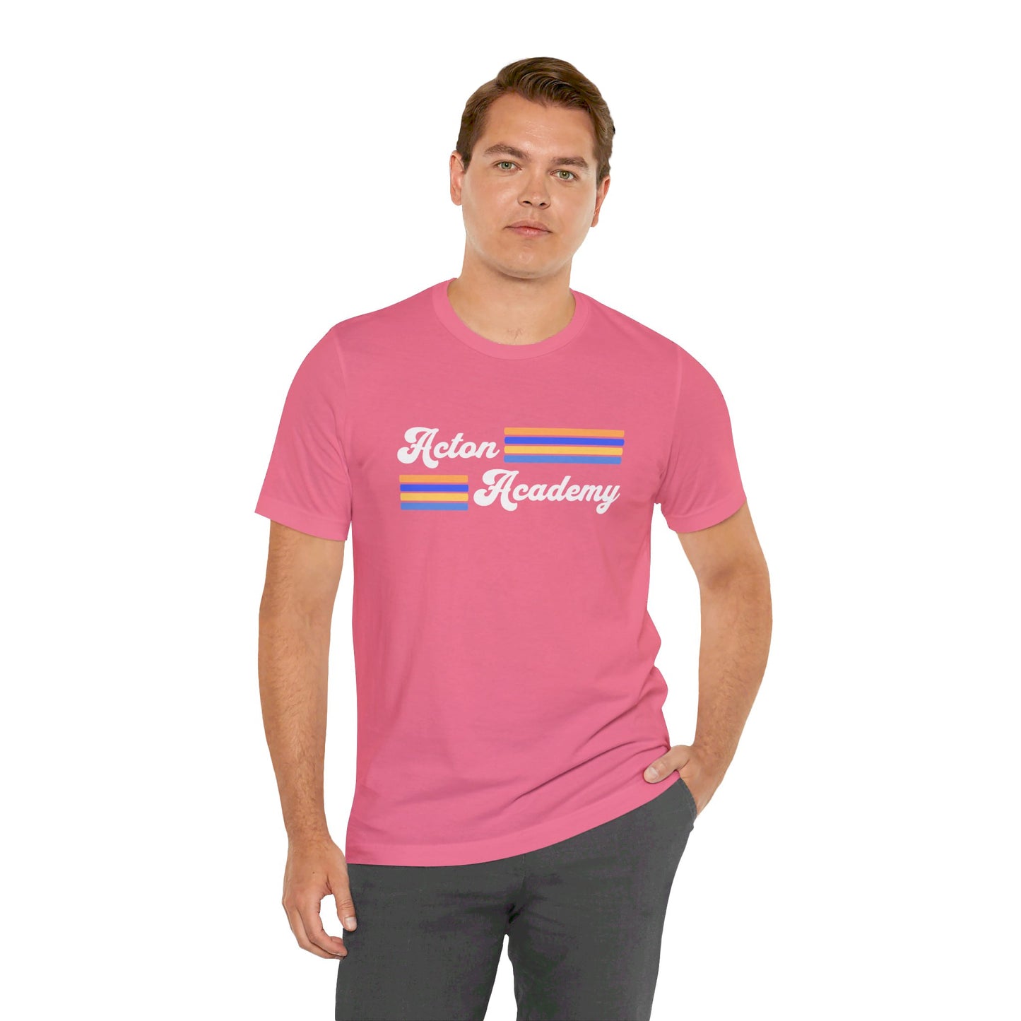 Acton Academy Blue Striped Unisex Jersey Short Sleeve T-shirt