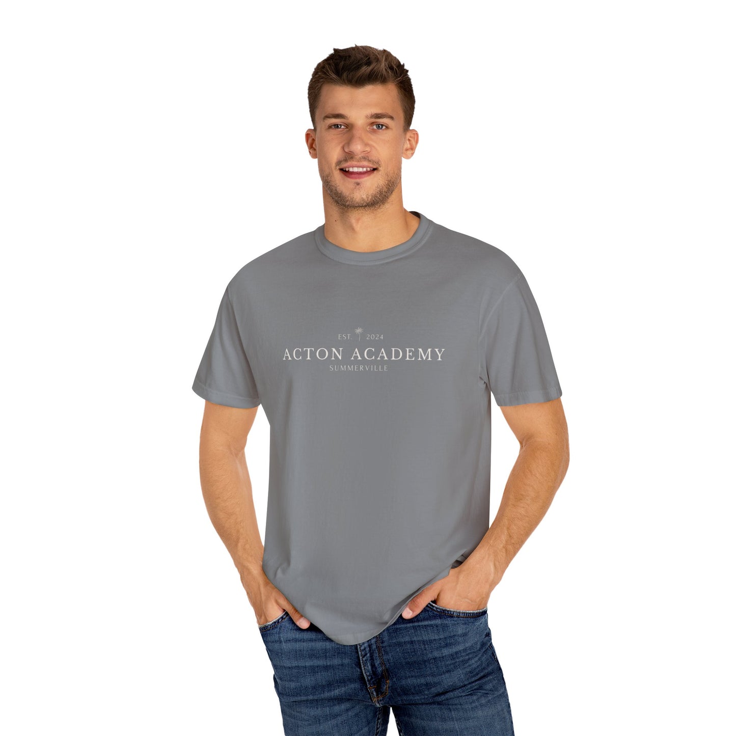 Acton Academy Summerville with Find a Calling on back Unisex Garment-Dyed T-shirt