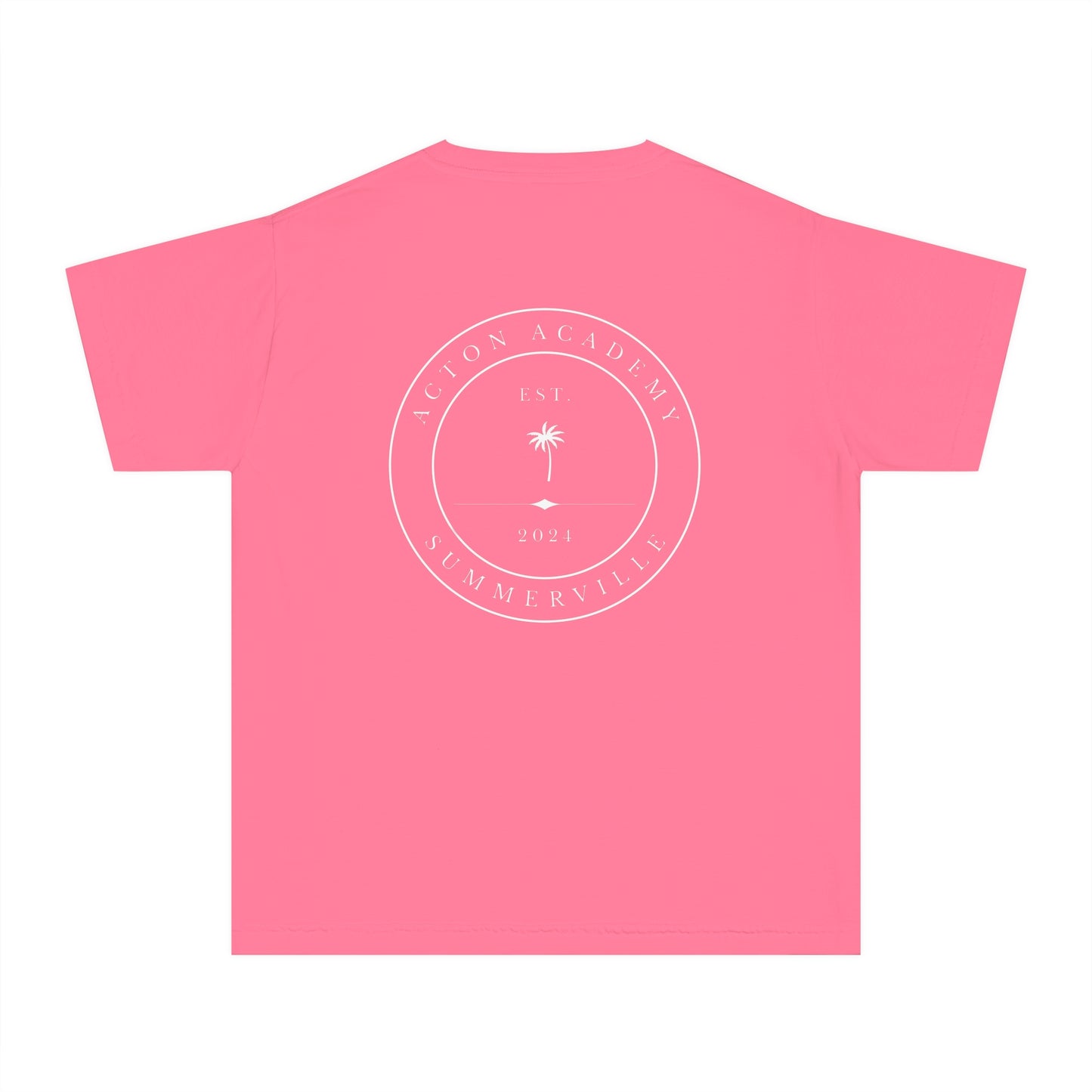 Be Curious Box with Acton Academy Summerville on back Youth Midweight Tee