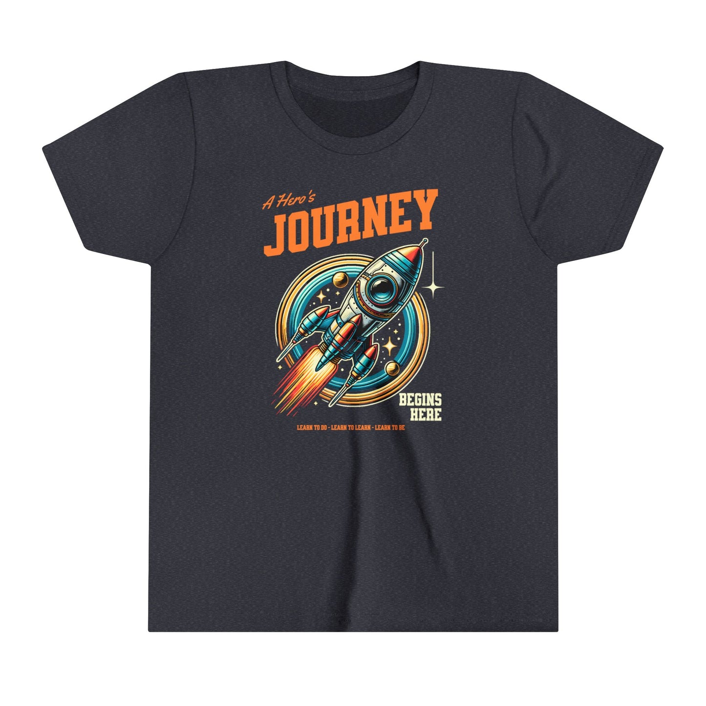 Hero's Journey Rocketship w/ Lighthouse International on back Youth Short Sleeve Tee