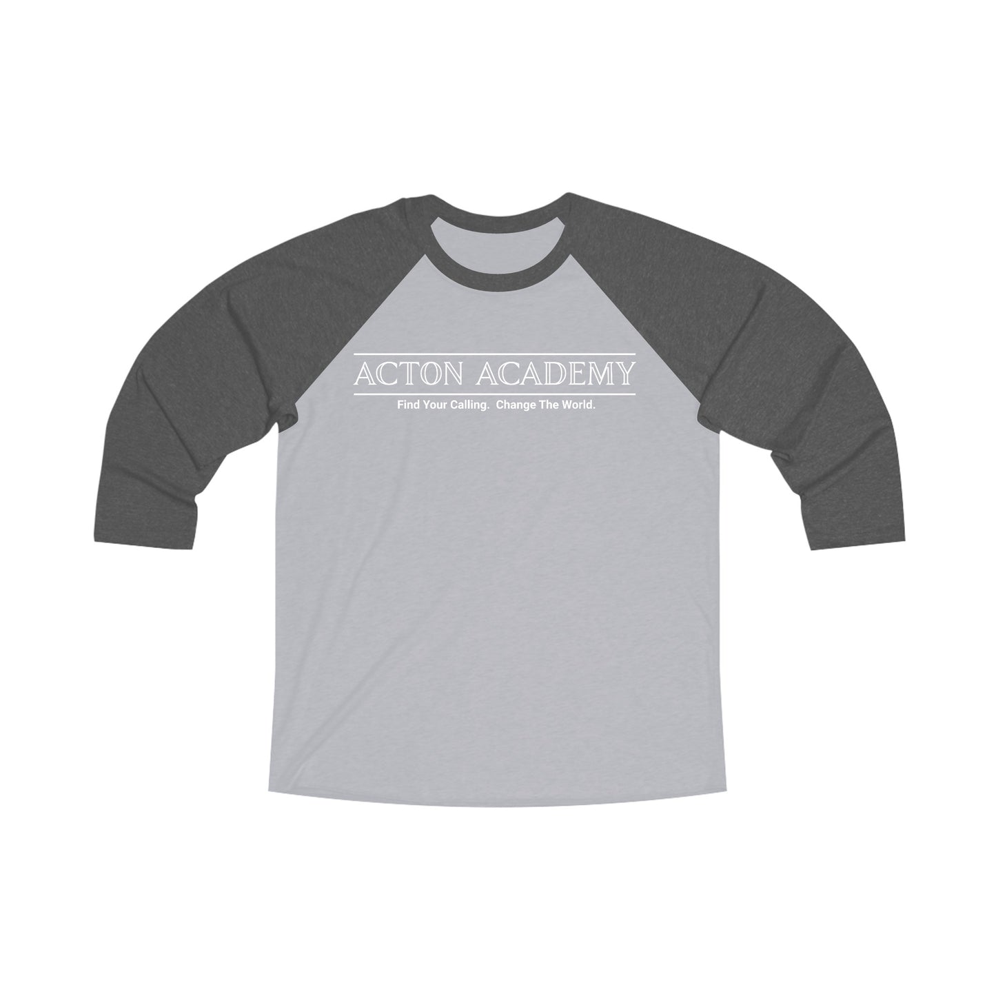 Acton White Logo Unisex Tri-Blend 3\4 Raglan Tee
