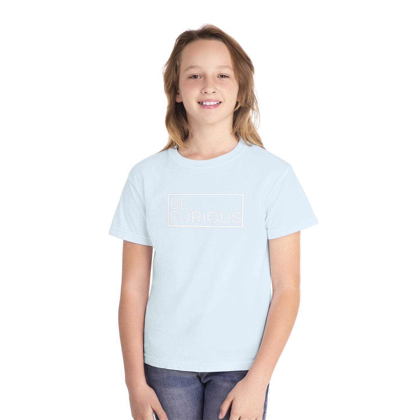 Be Curious Box with Acton Academy Summerville on back Youth Midweight Tee