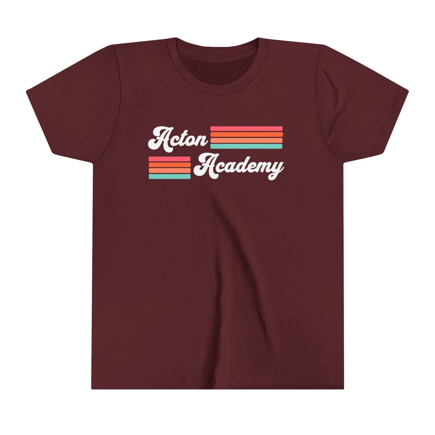 Acton Academy Pink Striped Youth Short Sleeve Tee