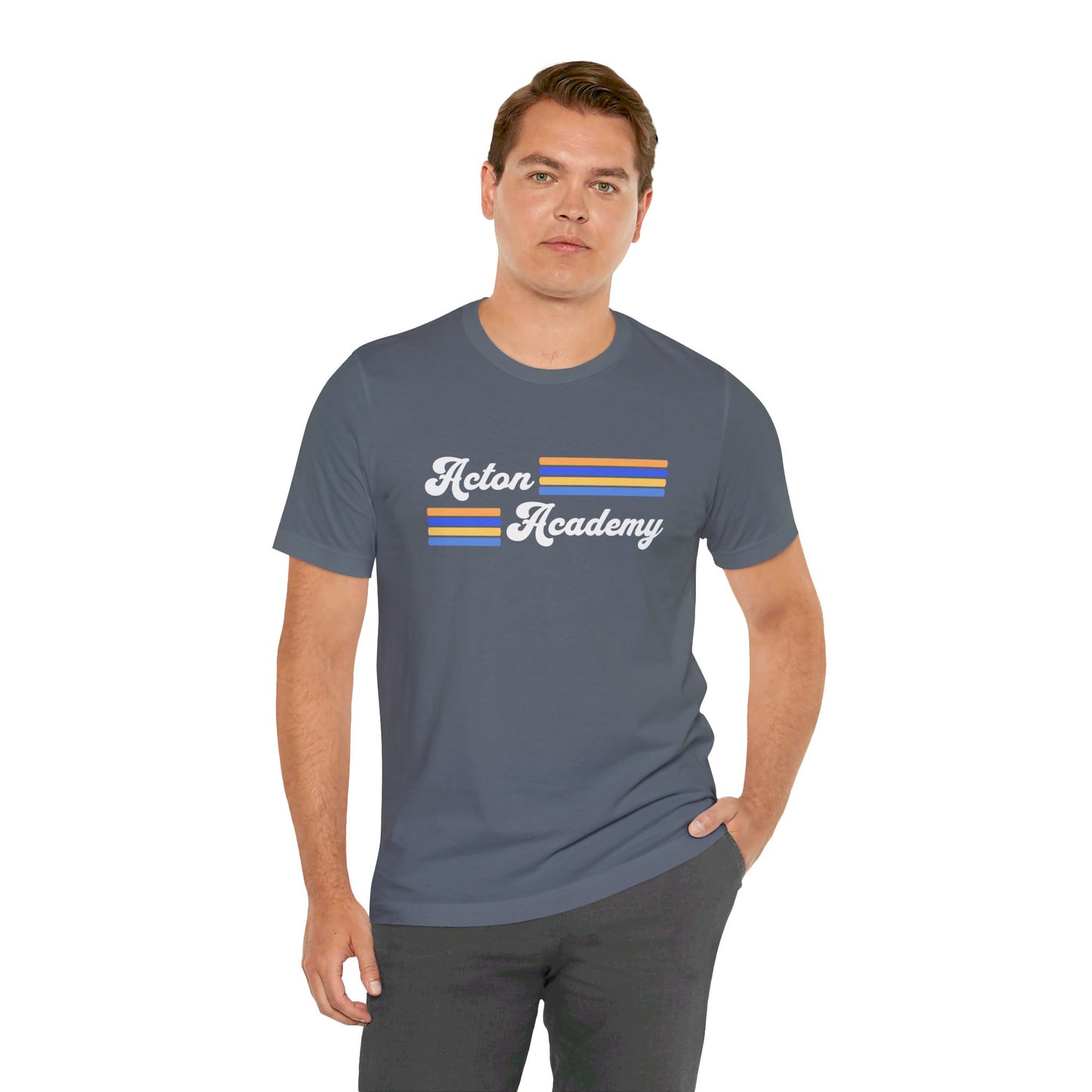 Acton Academy Blue Striped Unisex Jersey Short Sleeve T-shirt