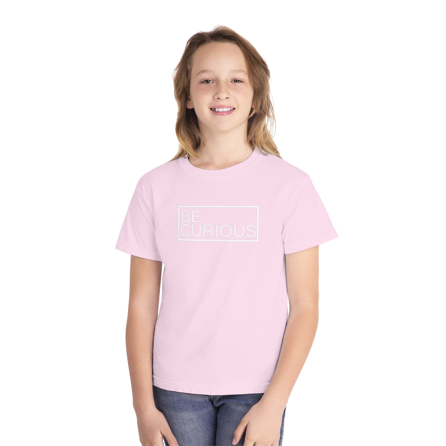 Be Curious Box with Acton Academy Summerville on back Youth Midweight Tee