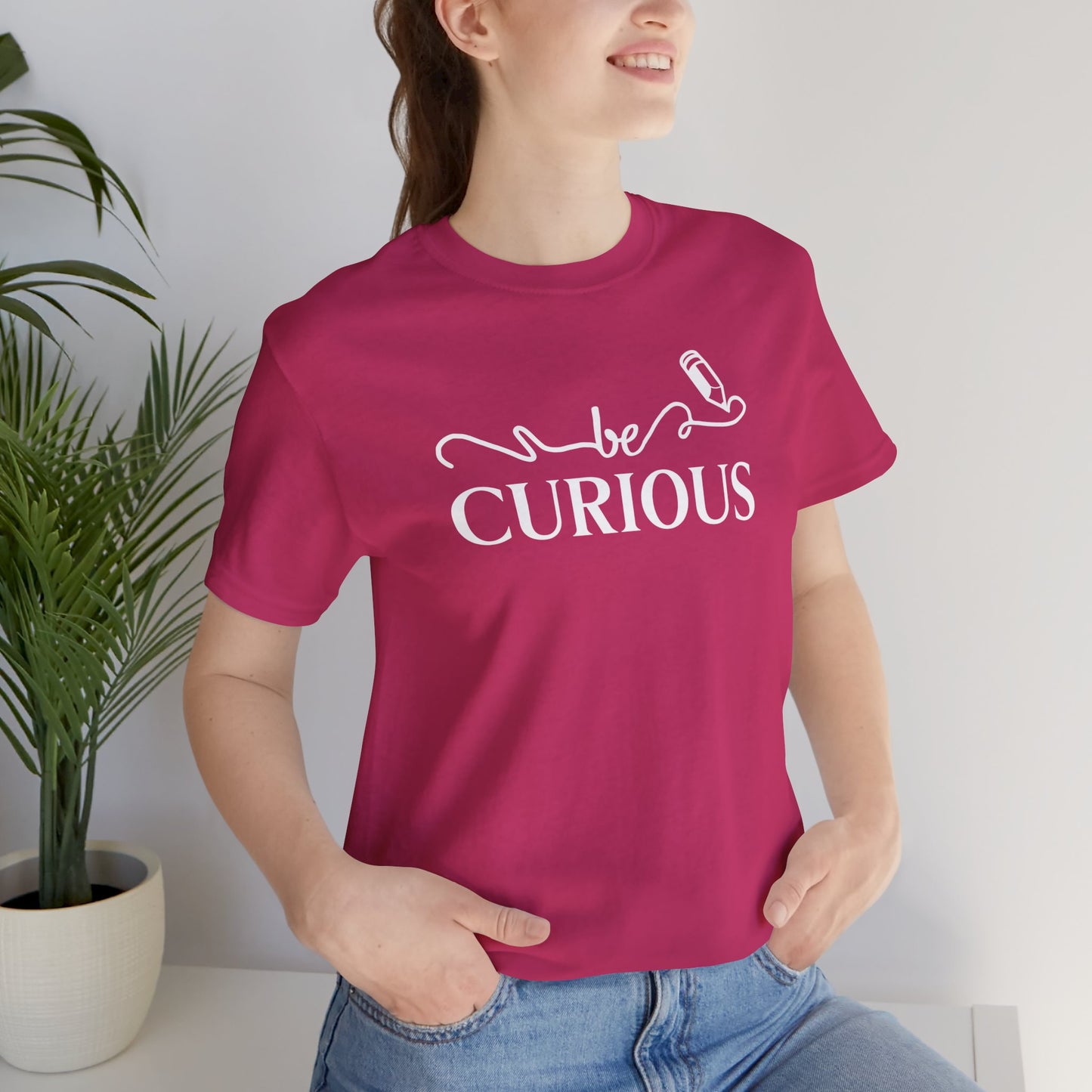 Be Curious with Big Sky on back Unisex Jersey Short Sleeve Tee