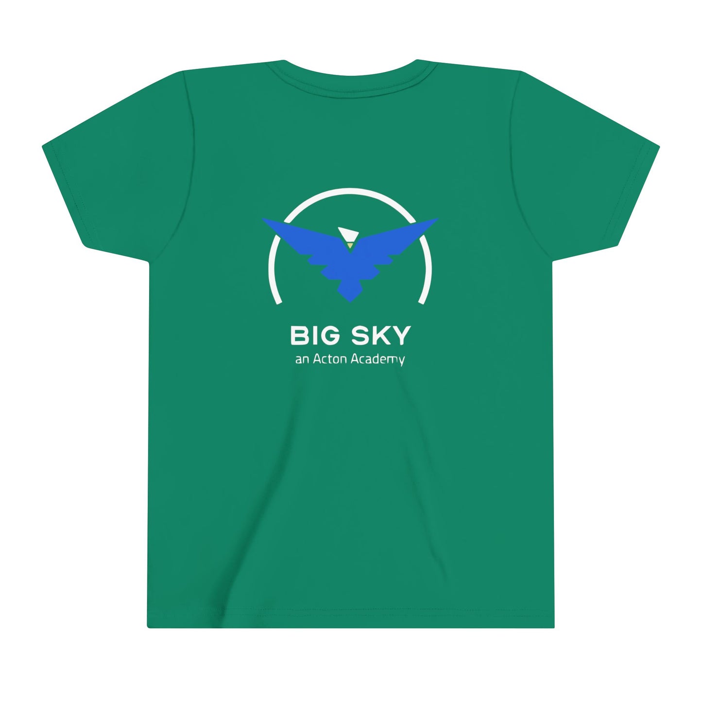 Be Curious with Big Sky on back Youth Short Sleeve Tee