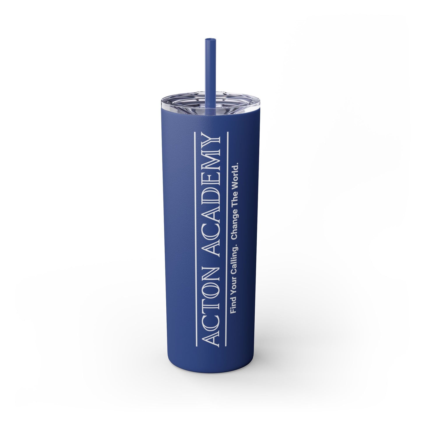 Acton Logo White Skinny Tumbler with Straw, 20oz