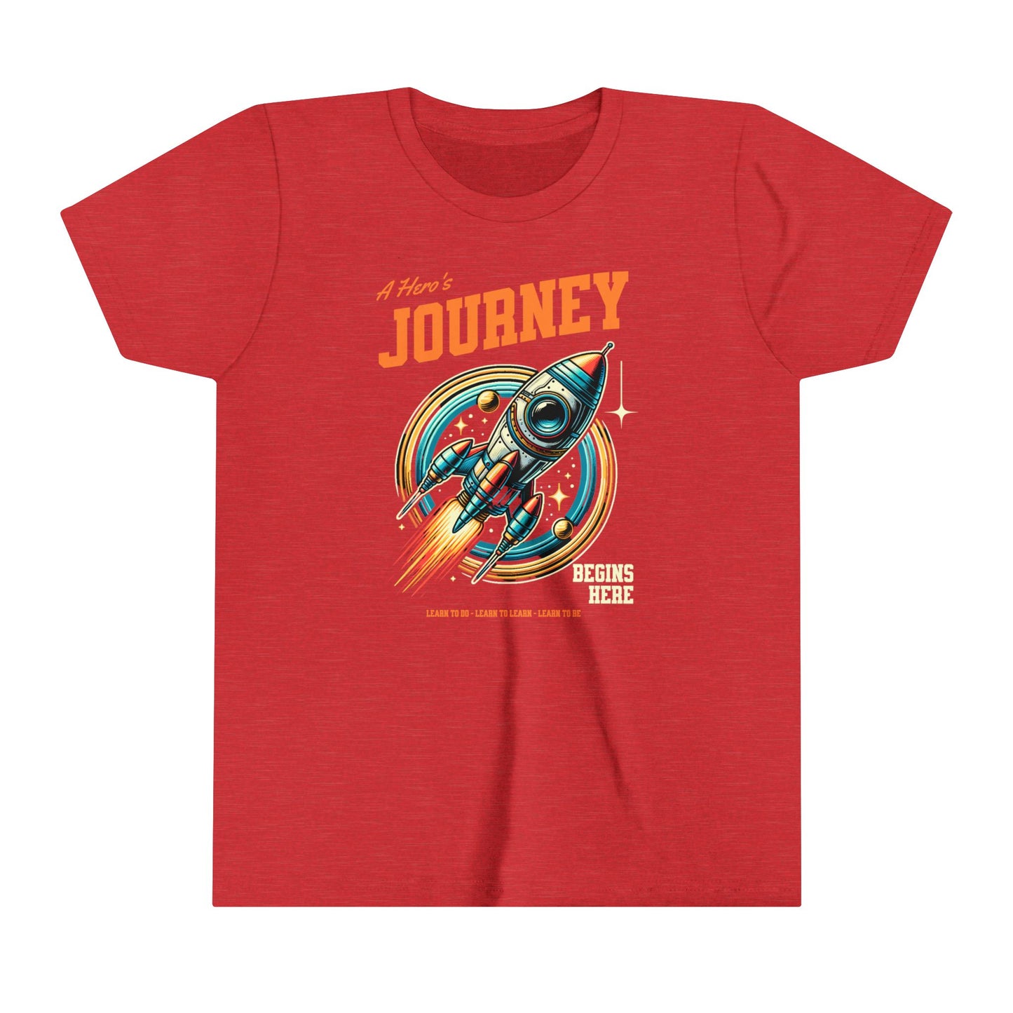 Hero's Journey Rocketship w/ Lighthouse International on back Youth Short Sleeve Tee