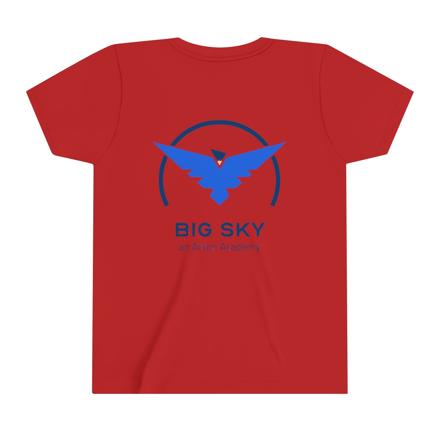 Hero's Journey Line Drawing with Big Sky on back Youth Short Sleeve Tee