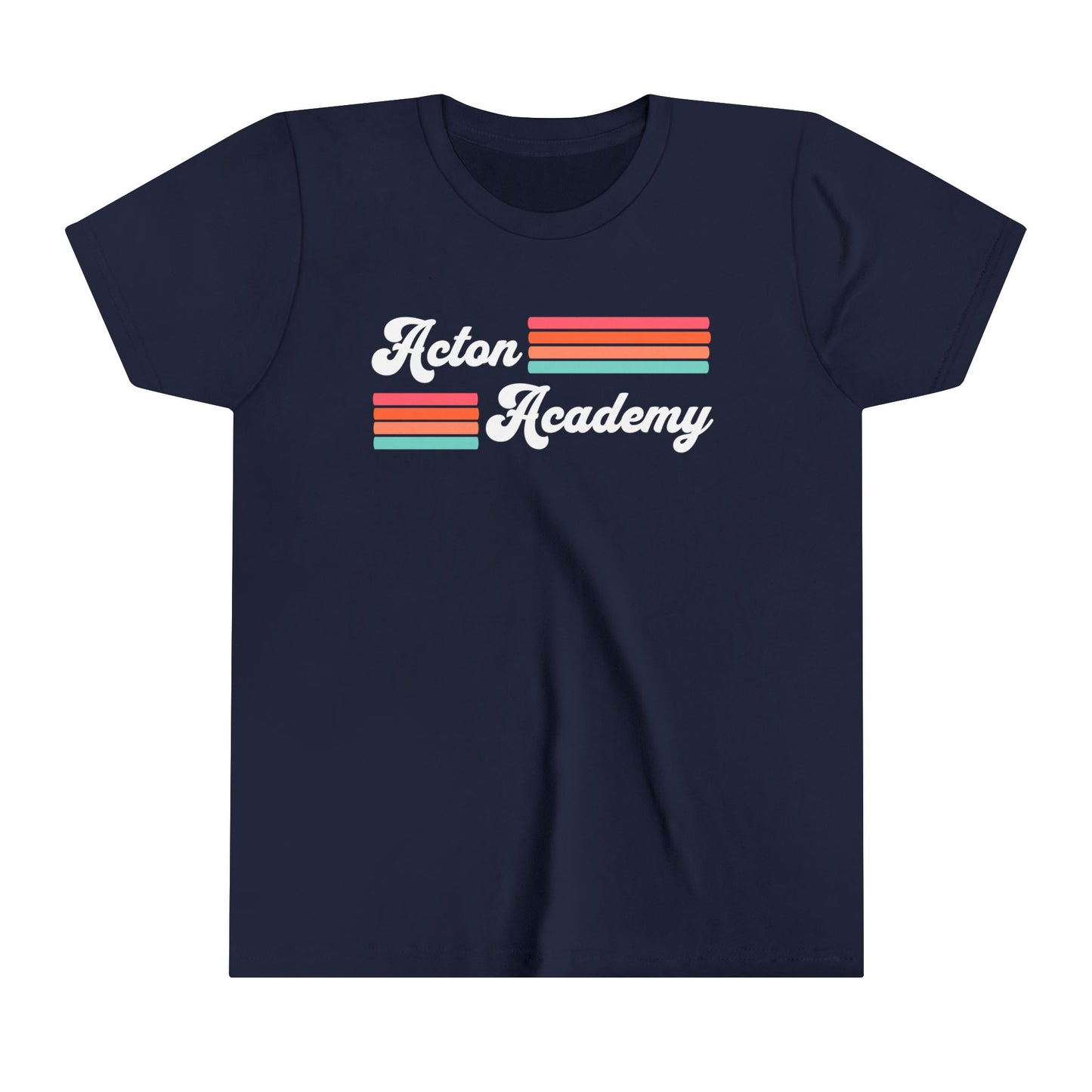 Acton Academy Pink Striped Youth Short Sleeve Tee