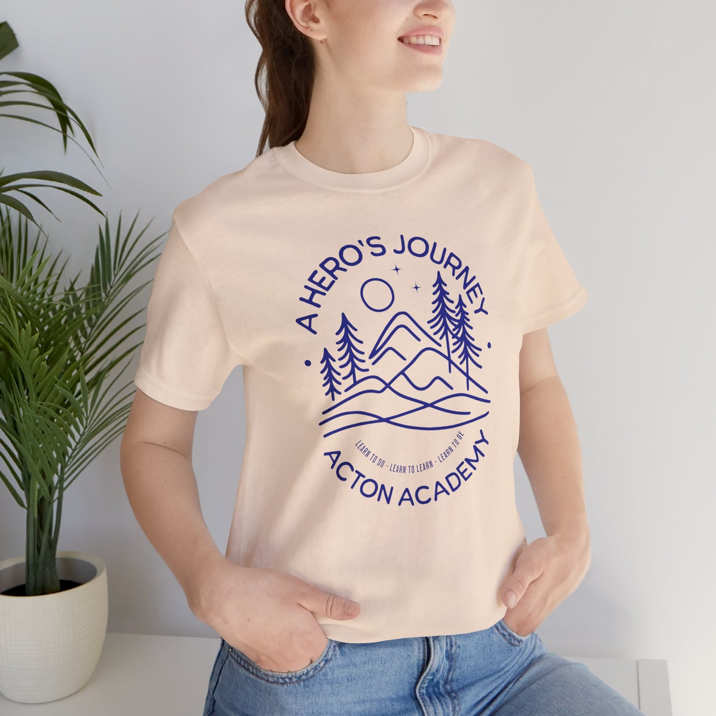 Hero's Journey Line Drawing with Acton CyFair Unisex Jersey Short Sleeve Tee